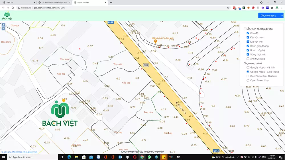 webgis thể hiện kết quả khảo sát địa hình flycam online