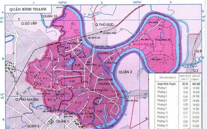 Bản đồ quy hoạch quận Bình Thạnh chi tiết theo các phường