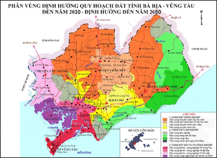 Bản đồ quy hoạch đất tỉnh Bà Rịa - Vũng Tàu đến năm 2030, định hướng đến năm 2050