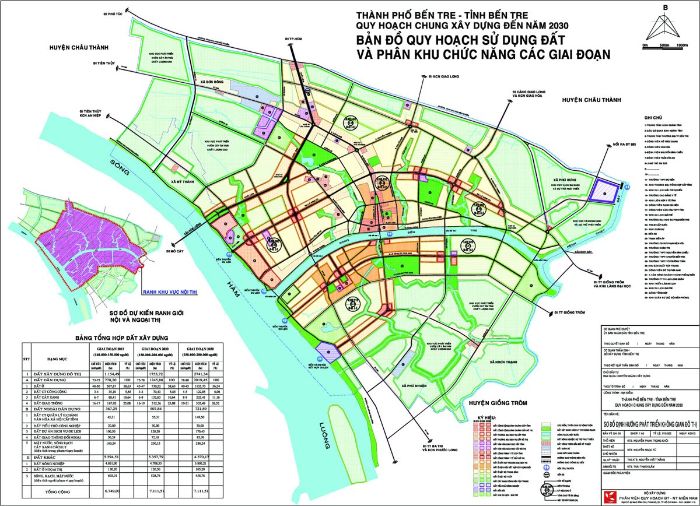 Thông tin quy hoạch Bến Tre 2021: Bản đồ quy hoạch sử dụng đất và phân khu chức năng các giai đoạn