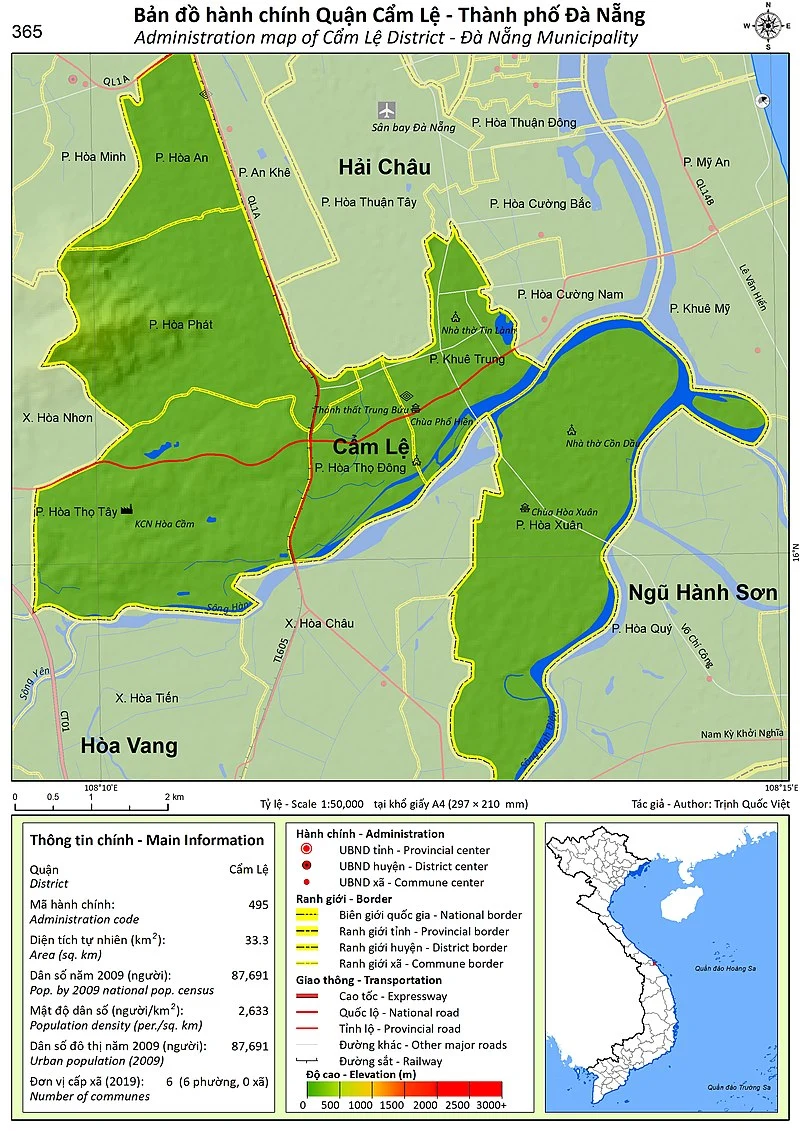 Bản đồ quận Cẩm Lệ