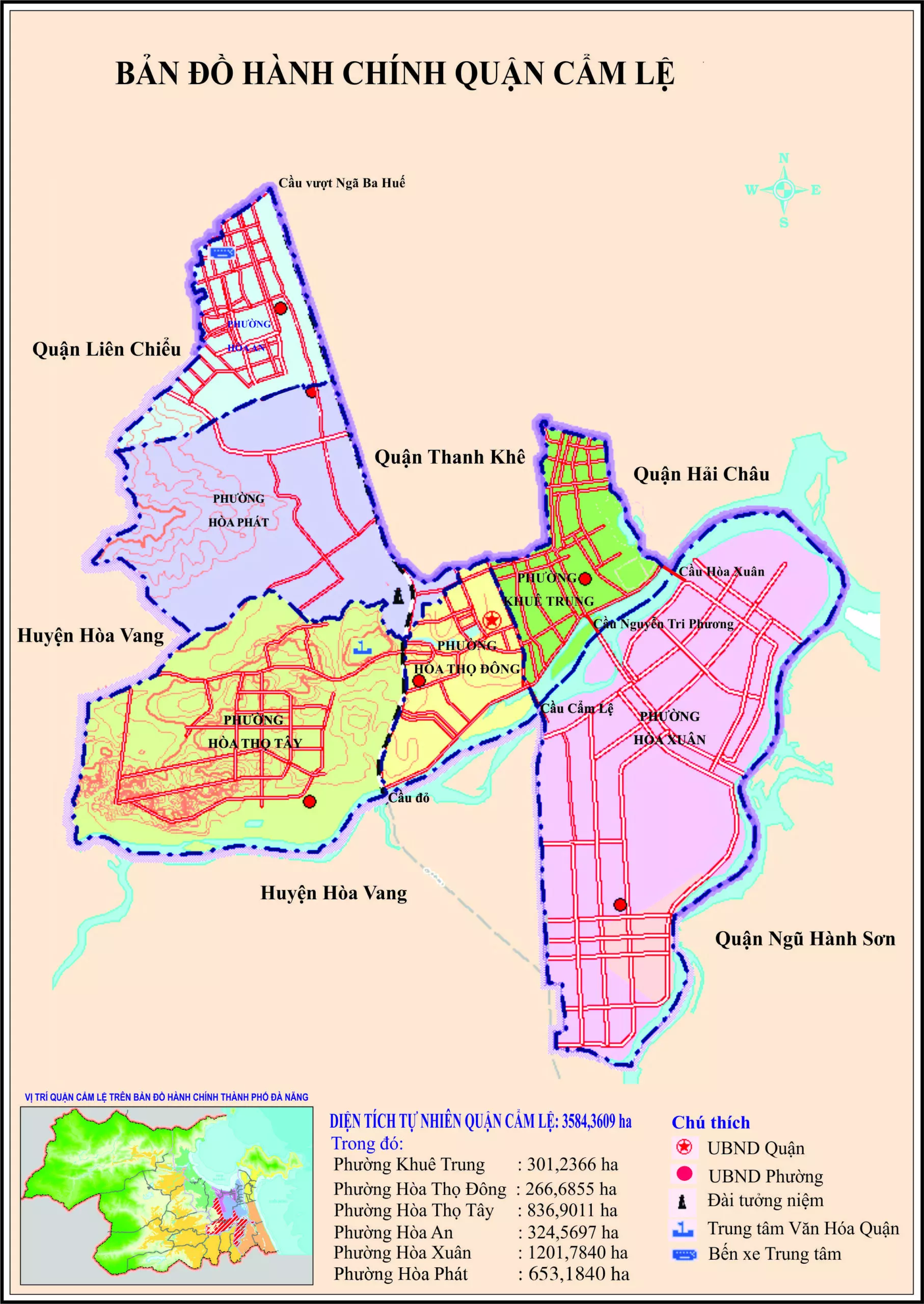 Bản đồ hành chính quận Cẩm Lệ