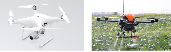 Hình 1 UAV dân dụng (trái); UAV cho nông nghiệp (phải)