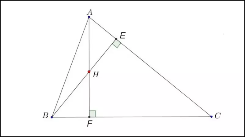 Giao điểm của hai đường cao cũng được xác định là trực tâm tam giác