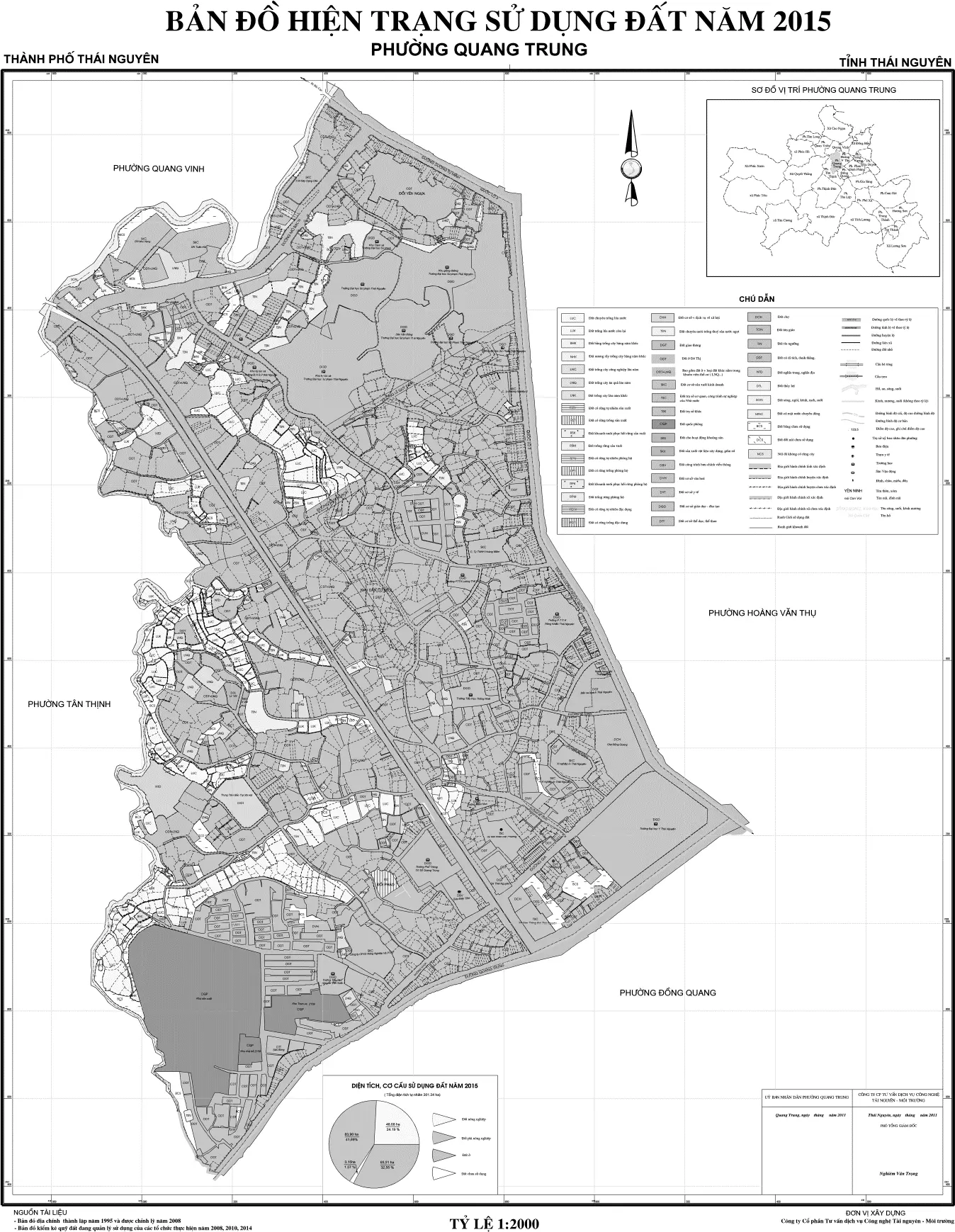 Bản đồ hiện trạng sử dụng đất năm 2015 phường Quang Trung, thành phố Thái Nguyên