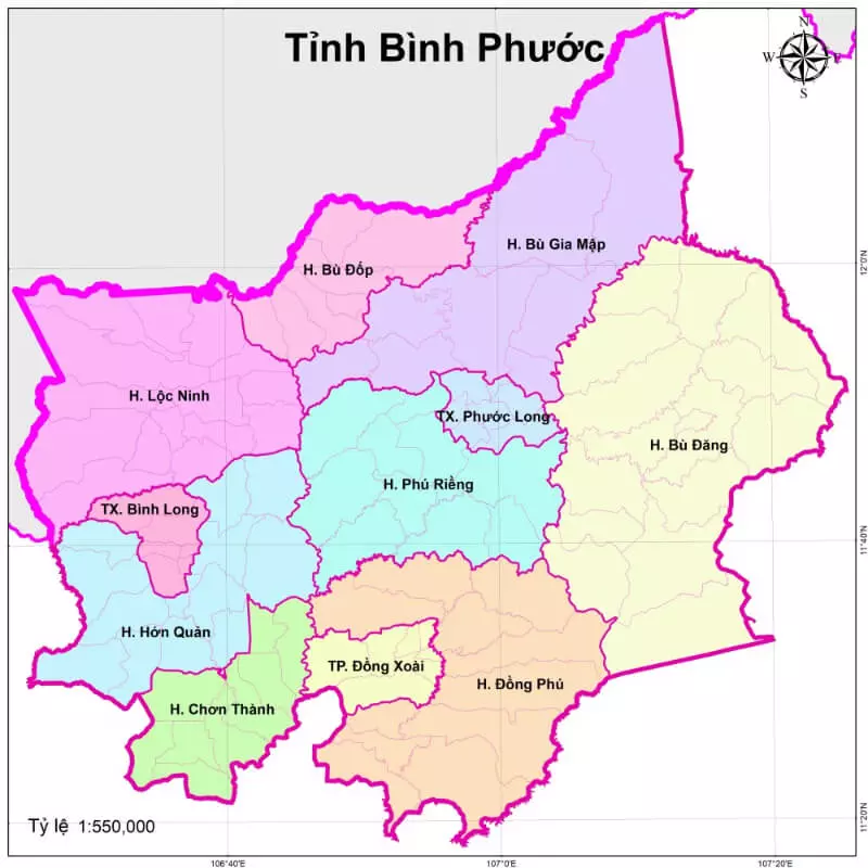 Bình Phước có diện tích lớn nhất miền Nam Việt Nam
