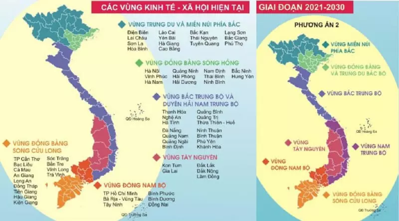Việt Nam phân chia thành 7 vùng kinh tế khác nhau 