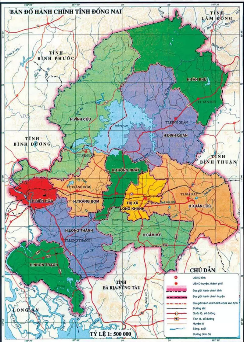 Bản đồ hành chính của tỉnh Đồng Nai