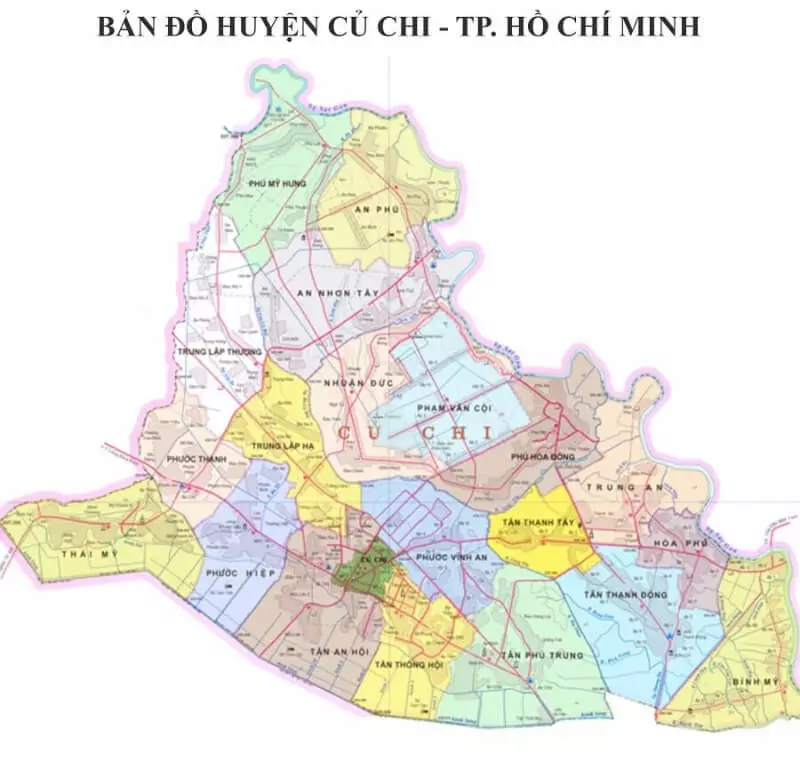 Bản đồ hành chính các xã huyện Củ Chi mới nhất 2022