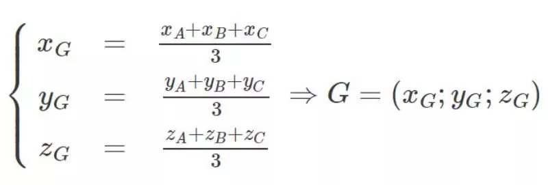 Công thức tính trọng tâm G của tam giác thuộc hệ tọa độ trục Oxyz