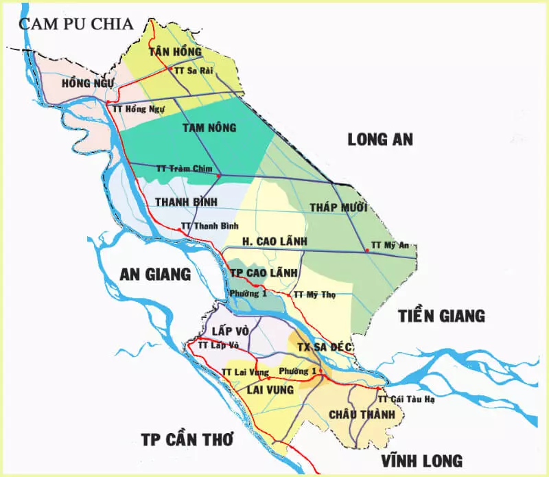 Bản đồ tỉnh Đồng Tháp 