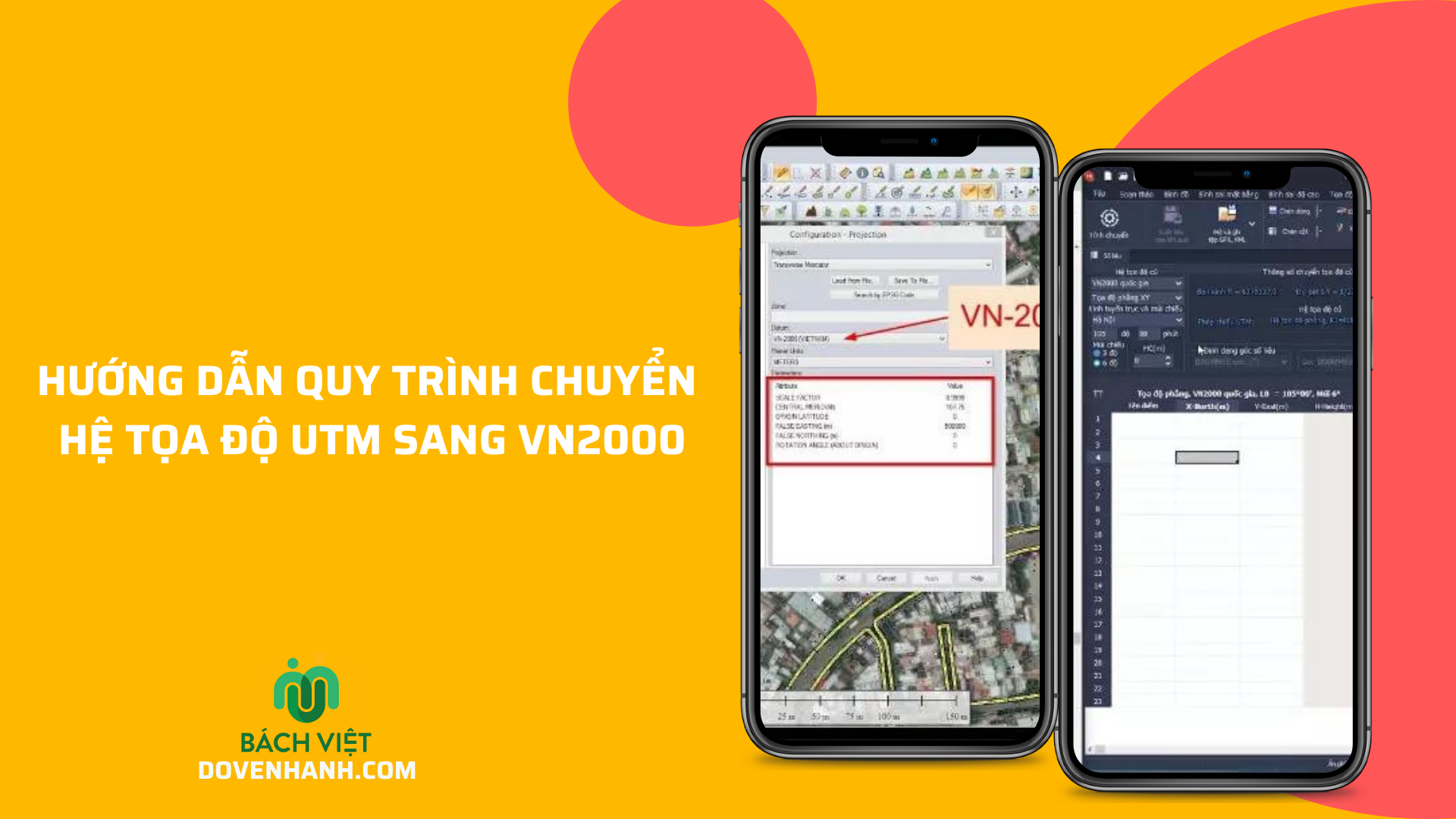 Hướng dẫn quy trình chuyển hệ tọa độ UTM sang VN2000