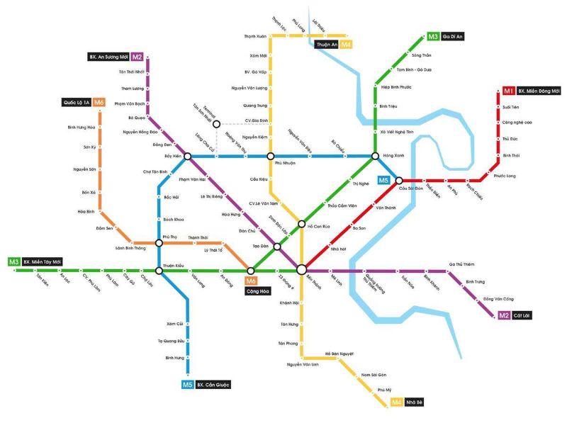 Sơ đồ quy hoạch các tuyến Metro ở tphcm