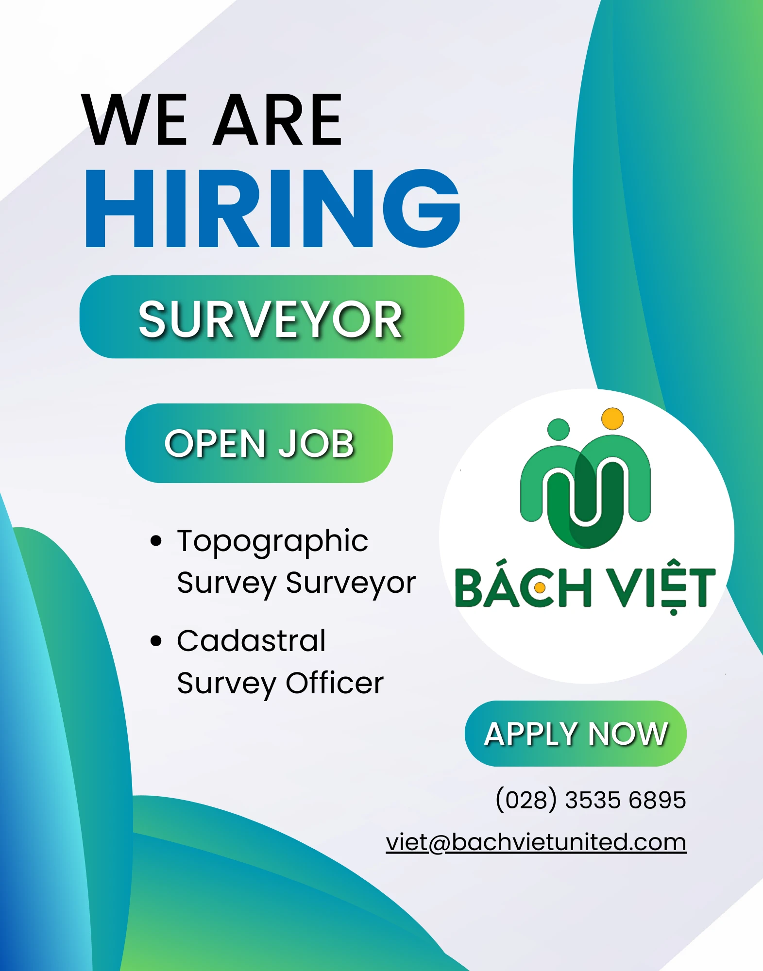 Công ty TNHH Hợp Nhất Bách Việt tuyển dụng nhân viên đo đạc khảo sát địa hình và nhân viên đo đạc địa chính